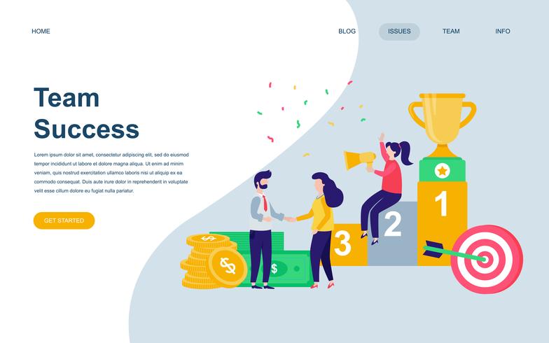 Modello di progettazione di pagina web piatto moderno di Team Success vettore