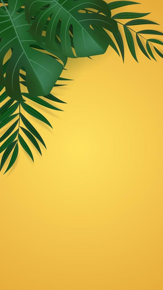sfondo tropicale di foglia di palma verde realistico naturale. illustrazione vettoriale eps10