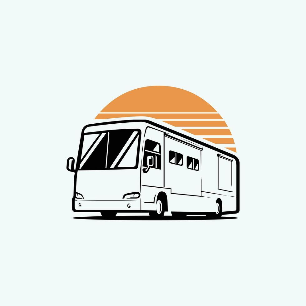 rv camper camper caravan vettore arte silhouette monocromatico isolato