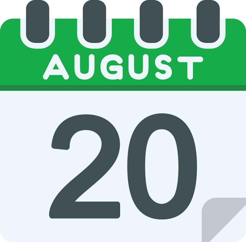 20 agosto piatto icona vettore