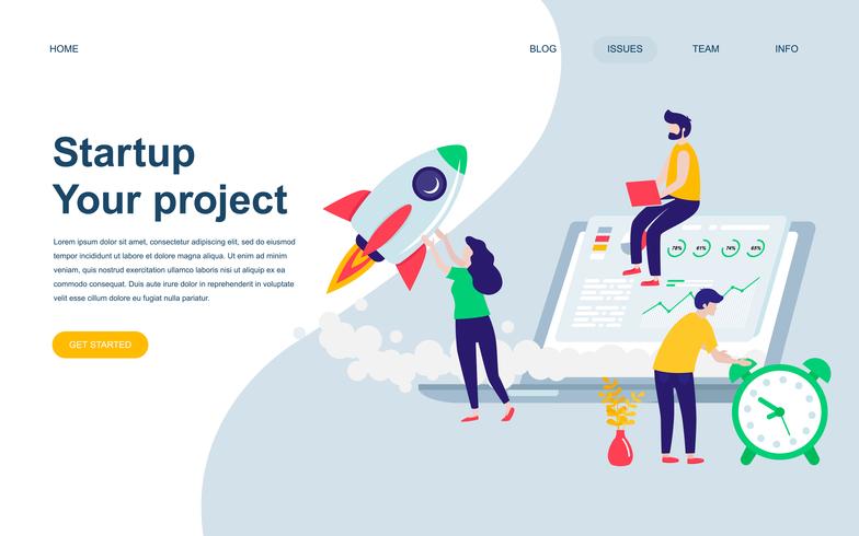 Modello di progettazione di una pagina Web moderna di Startup Your Project vettore