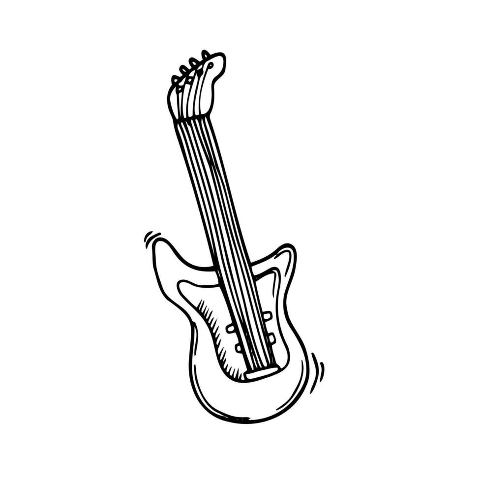 chitarra strumento scarabocchio schizzo cartone animato vettore