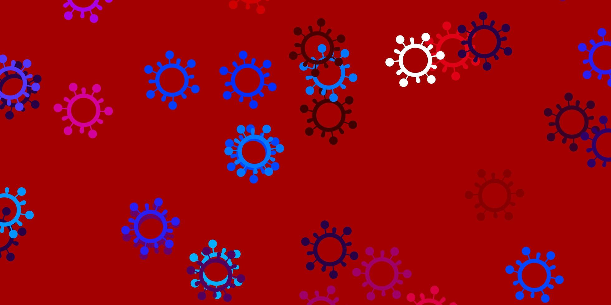 sfondo vettoriale azzurro, rosso con simboli covid-19.
