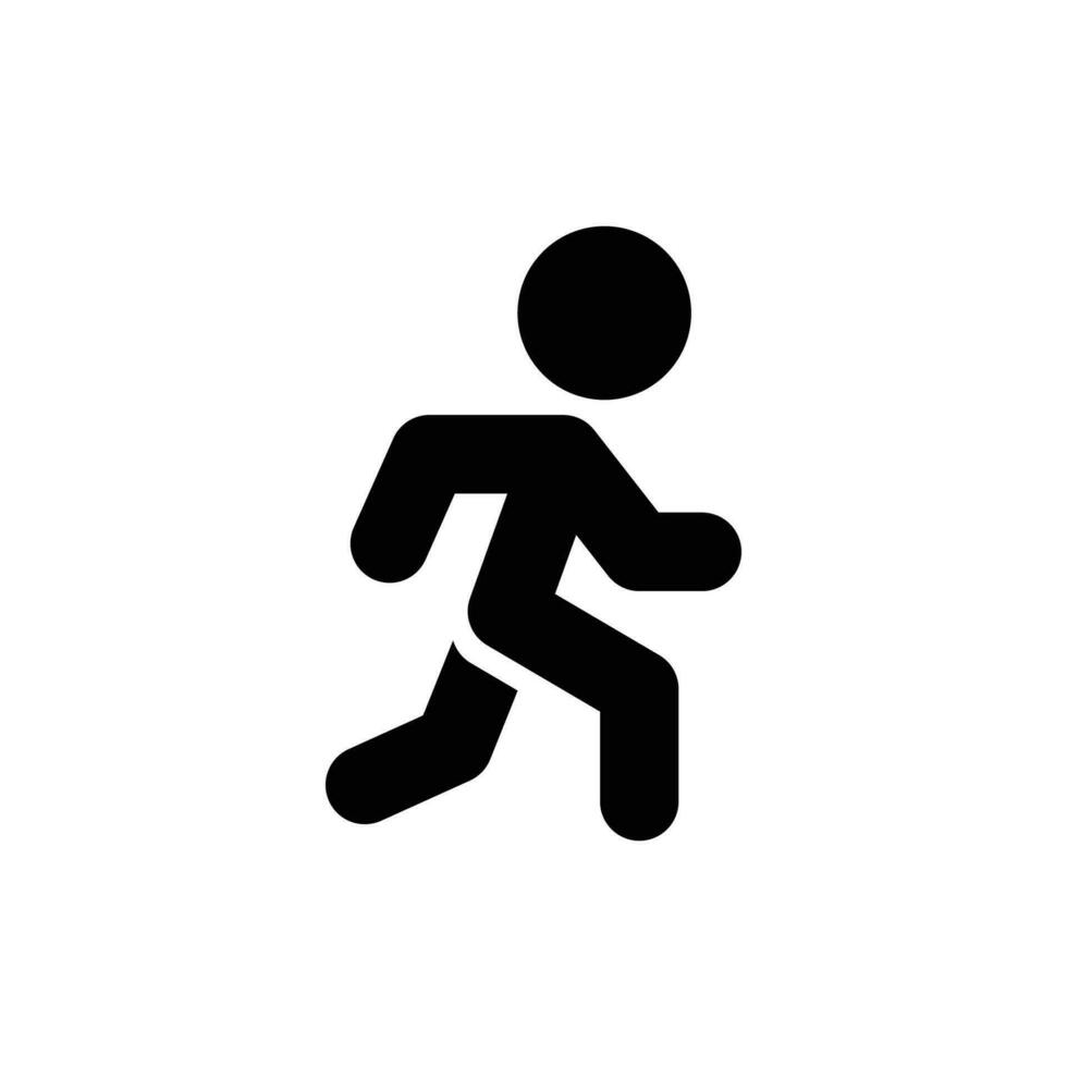 correre icona. semplice solido stile. in esecuzione uomo, persona, attivo, azione, corridore, atleta, sprint, veloce, le persone, sport concetto. nero silhouette, glifo simbolo. vettore isolato su bianca sfondo. svg.