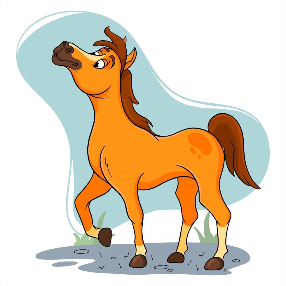 personaggio animale cavallo divertente in stile cartone animato vettore