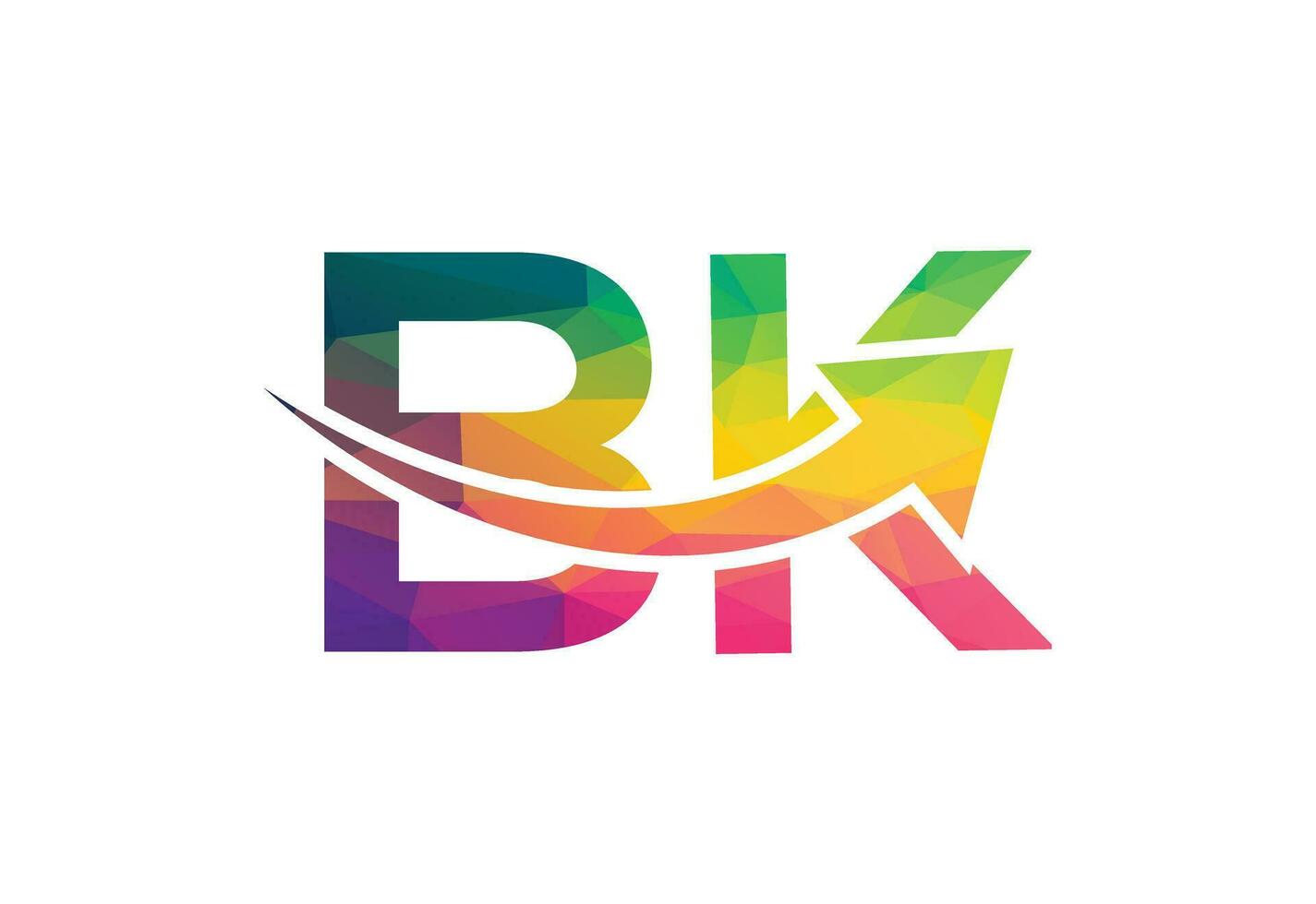 Basso poli e alfabeto iniziale bk lettera logo disegno, vettore design modello
