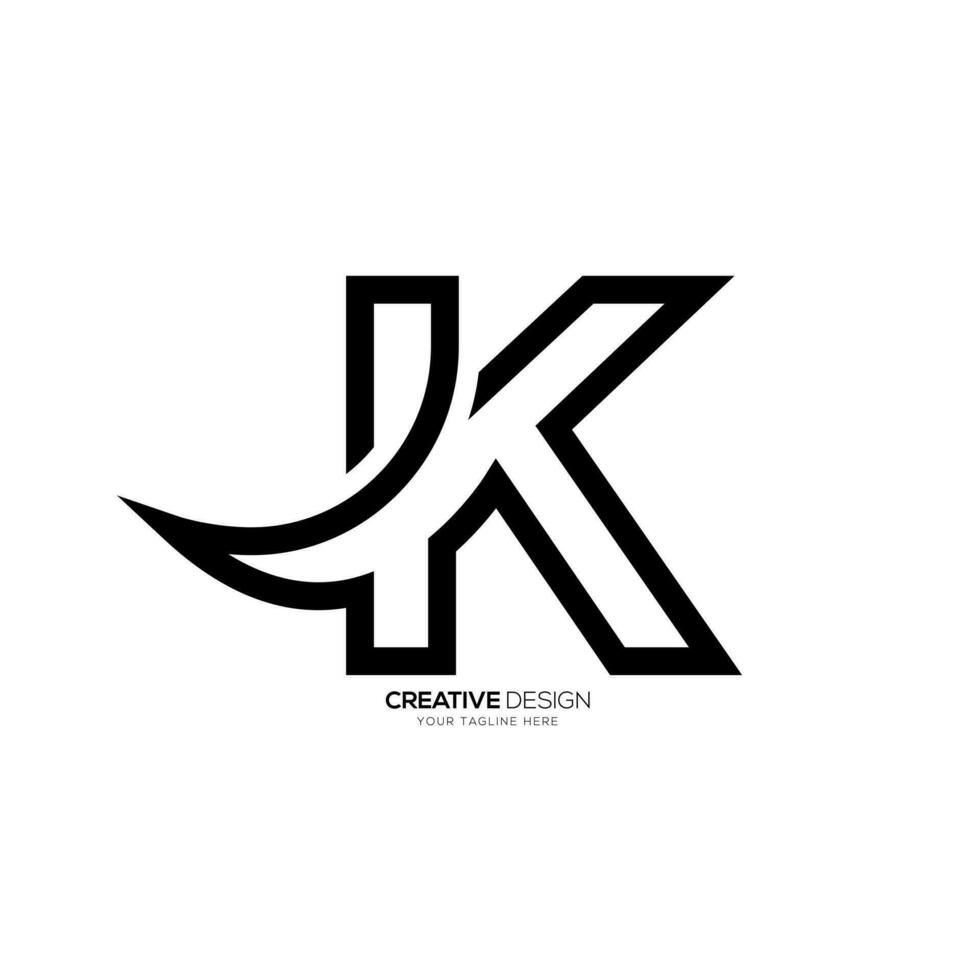 lettera jk o kj creativo iniziale linea arte con moderno unico tipografia astratto monogramma logo vettore