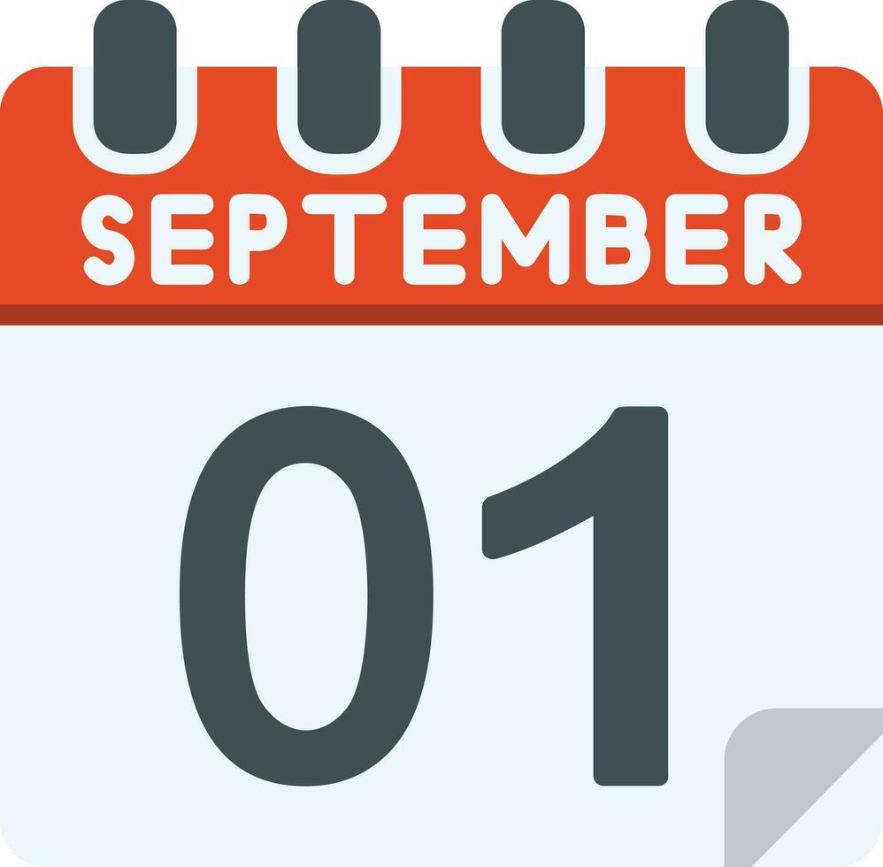1 settembre piatto icona vettore