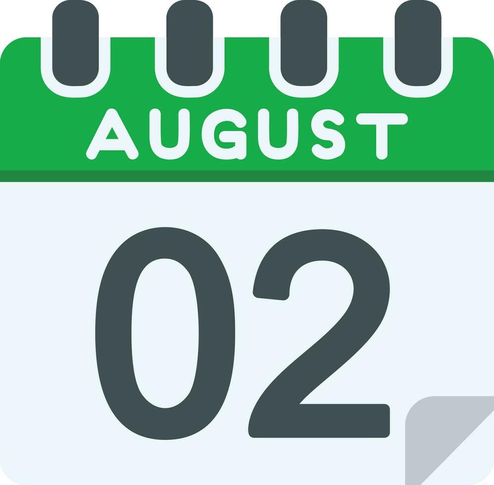 2 agosto piatto icona vettore