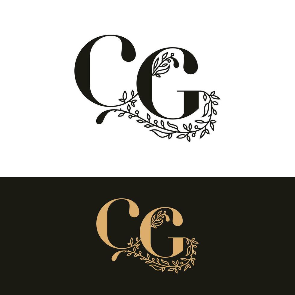 disegnato a mano nozze monogramma cg logo vettore