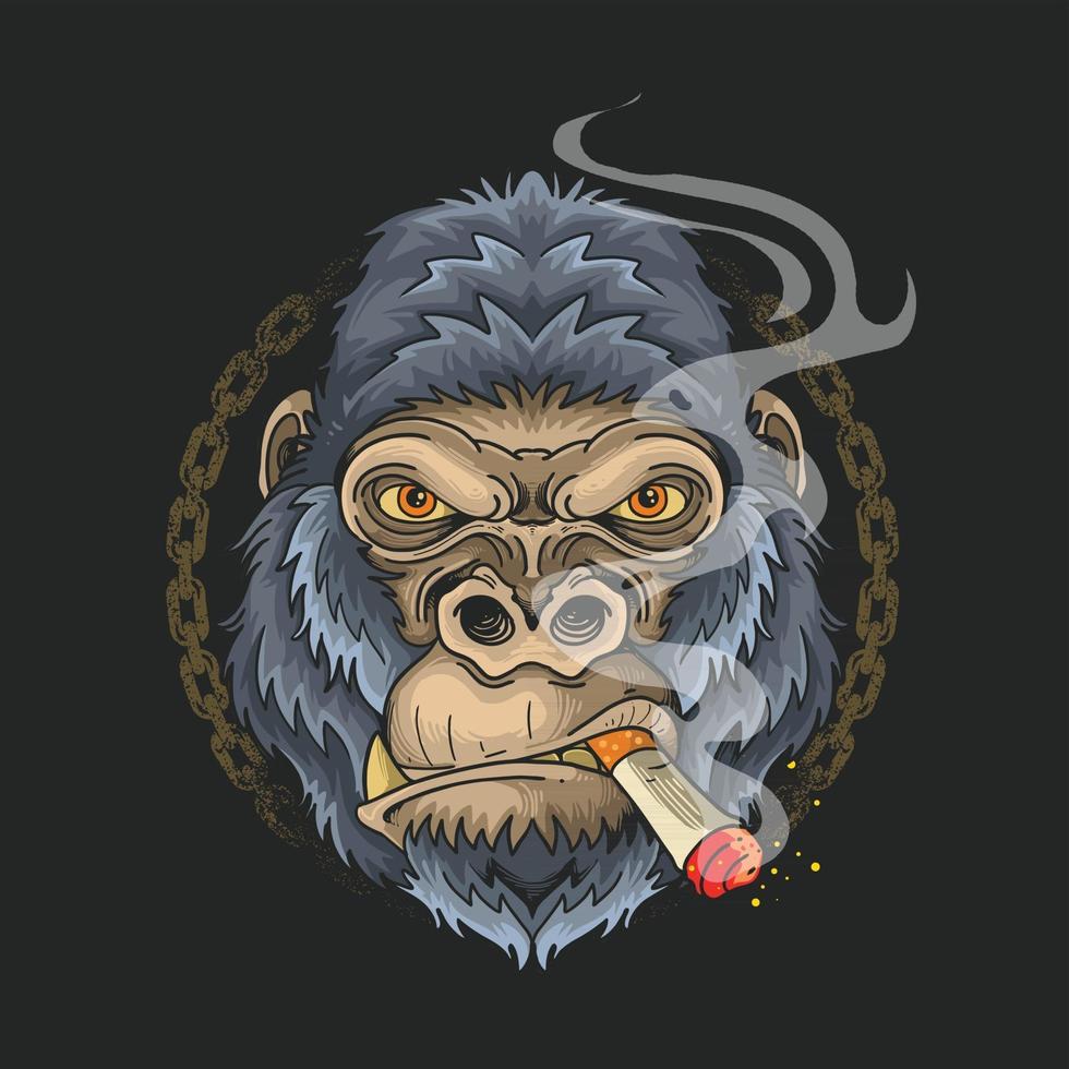 cool gorilla fumo catena grunge background vettore