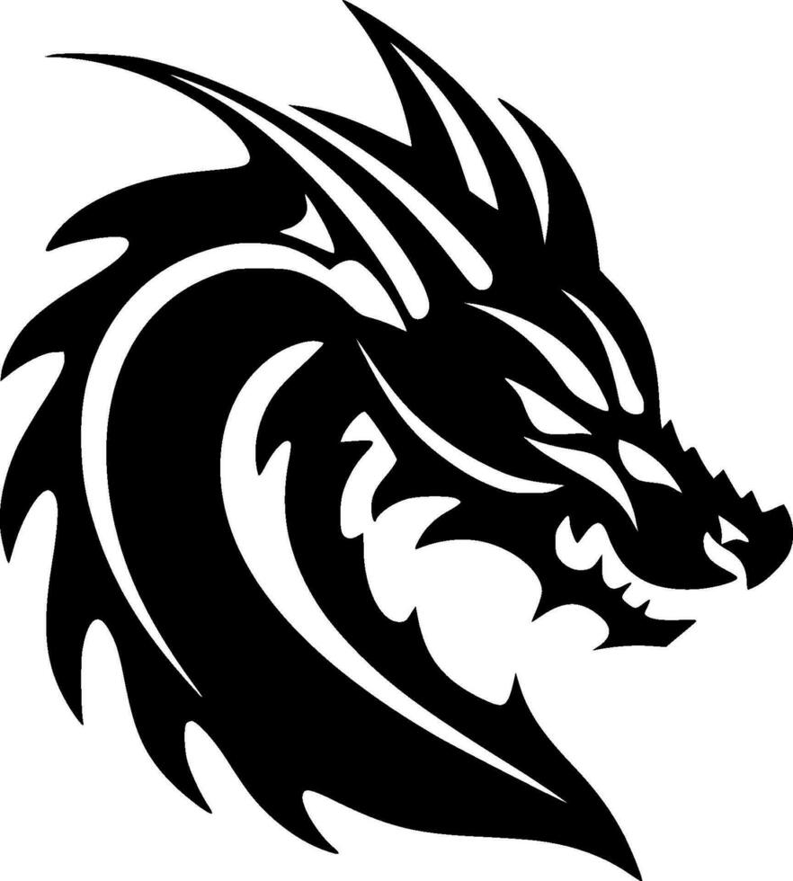 Drago - nero e bianca isolato icona - vettore illustrazione