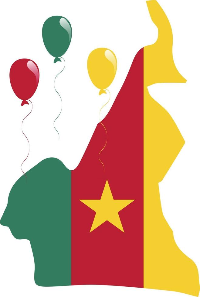 la bandiera e la mappa del Camerun verde, rossa e gialla vettore