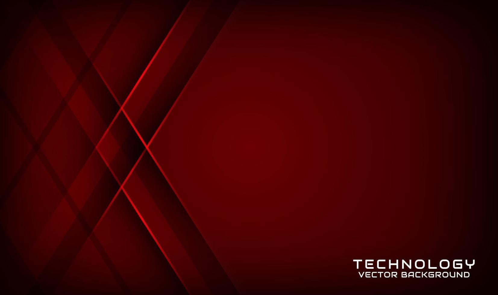 astratto 3d rosso techno sfondo strati sovrapposti su spazio scuro con decorazioni di forme geometriche. stile elemento modello di design moderno per volantino, biglietto, copertina, brochure o pagina di destinazione vettore