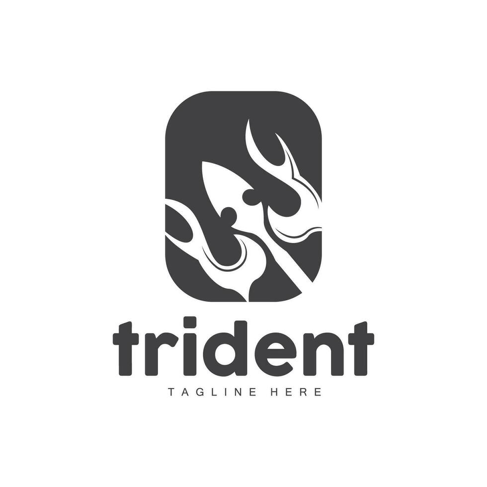 tridente arma logo, vettore lancia di re poseidon Nettuno, simbolo modello design