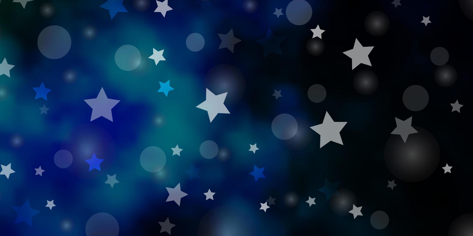 sfondo vettoriale blu scuro, verde con cerchi, stelle. illustrazione astratta glitterata con gocce colorate, stelle. design per carta da parati, produttori di tessuti.