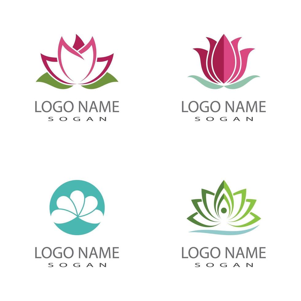 vettore di bellezza fiori di loto design logo icona modello