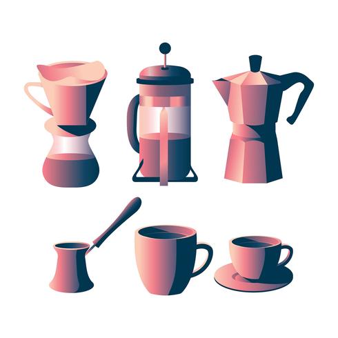 Insieme di clipart delle attrezzature del caffè vettore