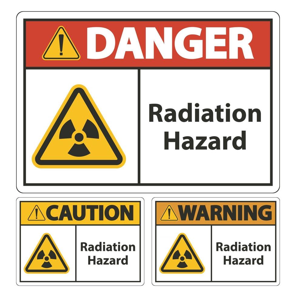 segno di simbolo di pericolo di radiazioni isolato su sfondo bianco, illustrazione vettoriale