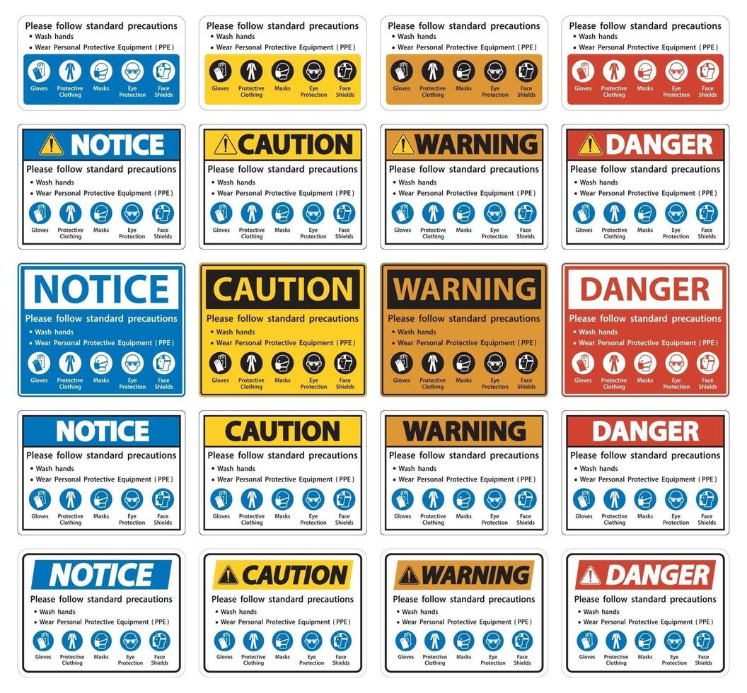 si prega di seguire le precauzioni standard, lavarsi le mani, indossare dispositivi di protezione individuale ppe, guanti, indumenti protettivi, maschere, protezione per gli occhi, protezione per il viso vettore