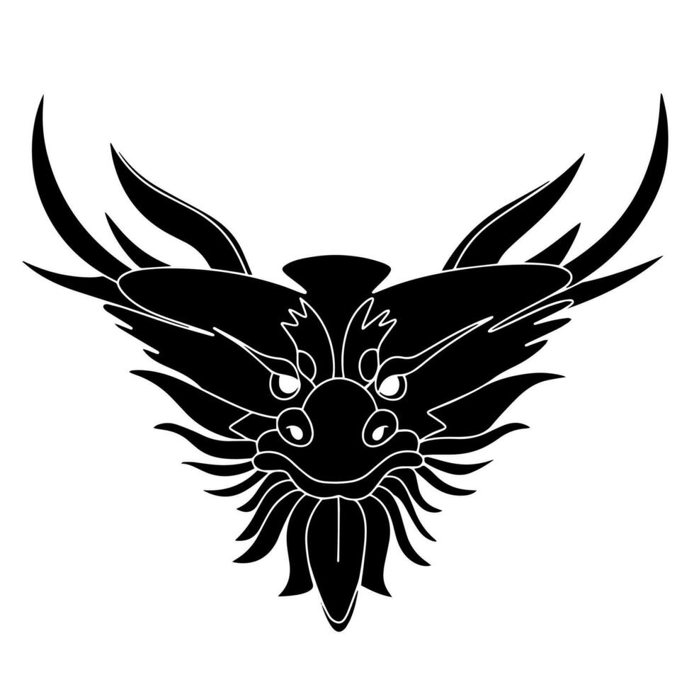 Drago testa silhouette isolato su bianca sfondo. vettore illustrazione