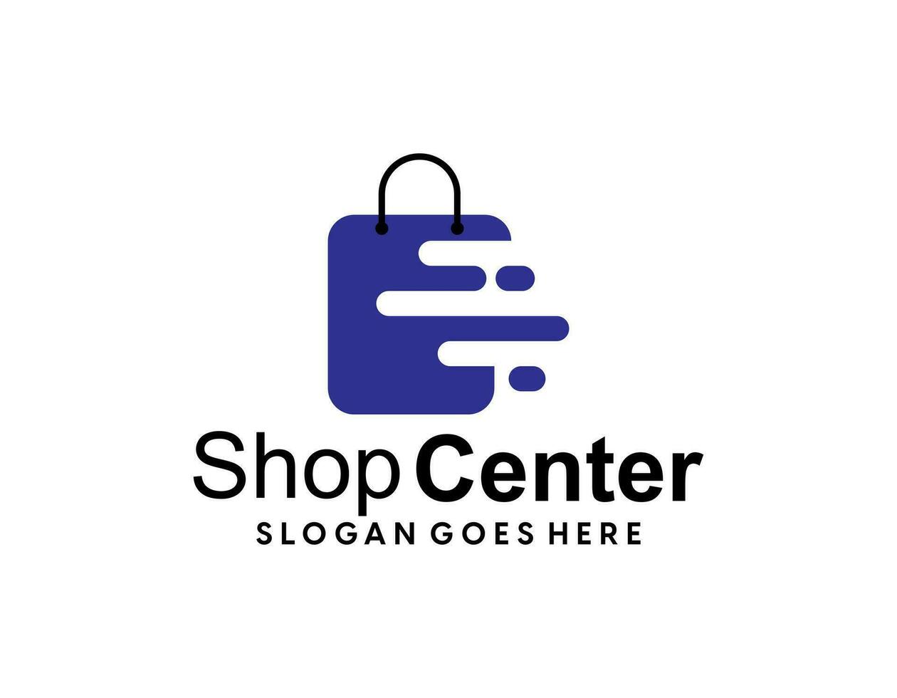 in linea shopping e e-commerce logo vettore