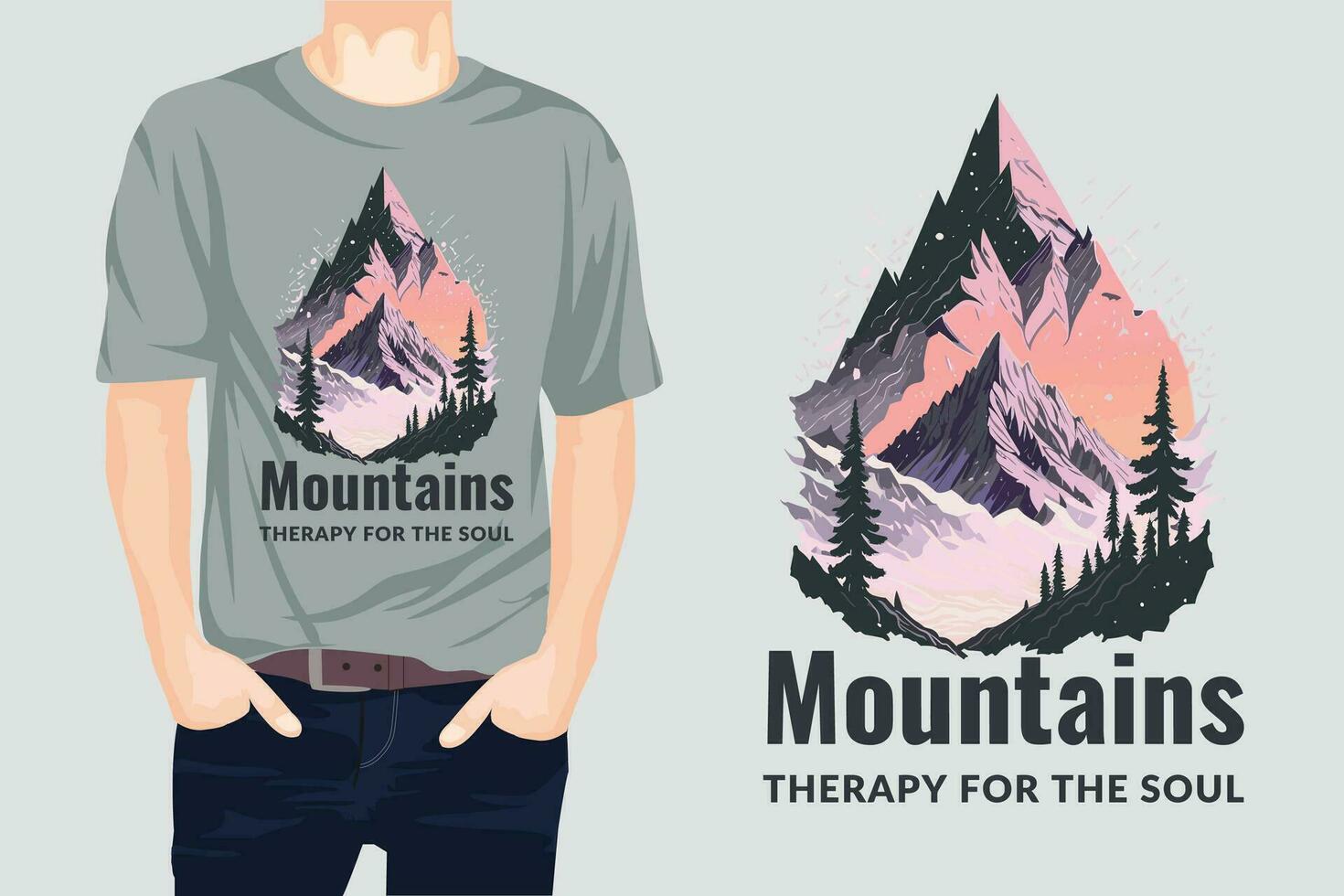 montagne, terapia per il anima maglietta design vettore illustrazione