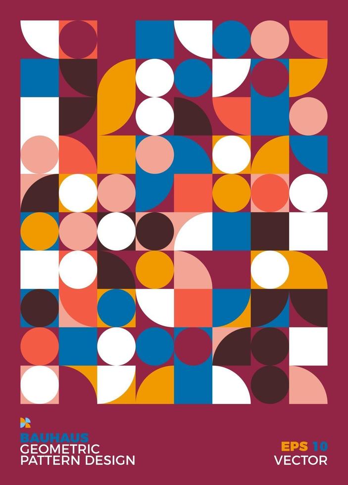 illustrazione geometrica astratta del fondo di bauhaus, design piatto di forme geometriche murali colorate vettore