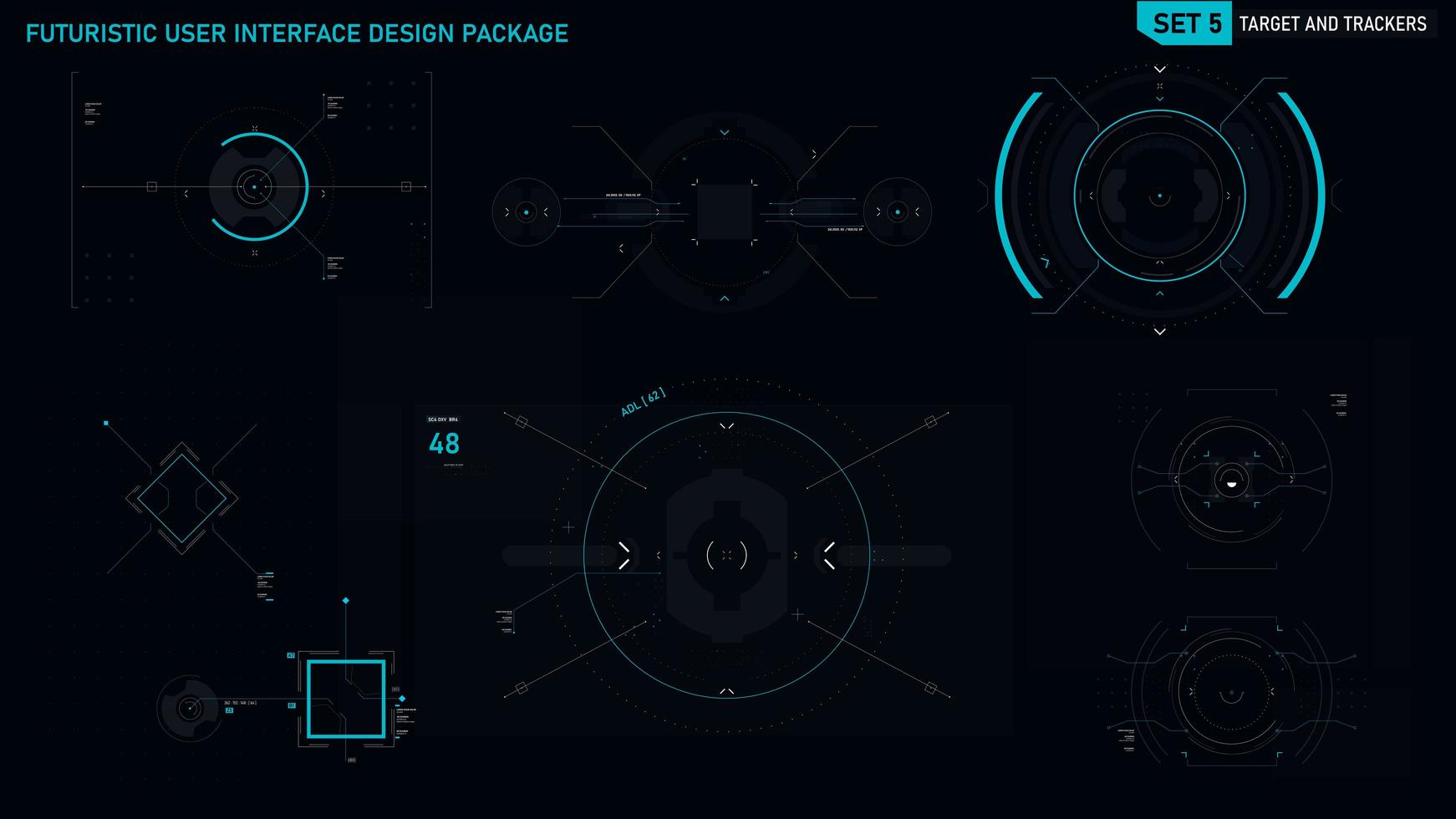 insieme di elementi di design dell'interfaccia utente futuristica 05 vettore