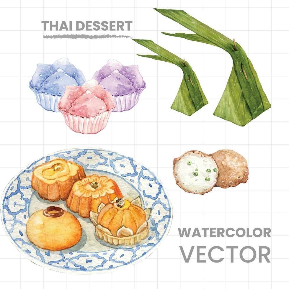 acquerello illustrazione di tailandese dolce vettore
