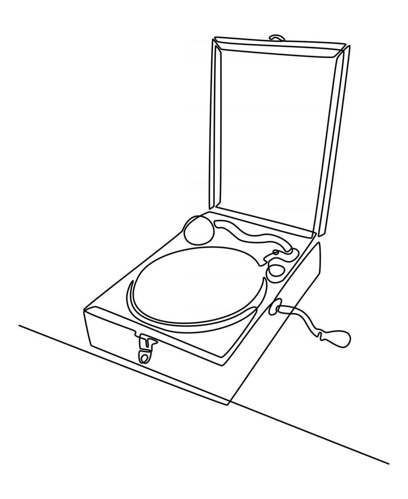 disegno a tratteggio continuo dell'illustrazione vettoriale del vecchio grammofono