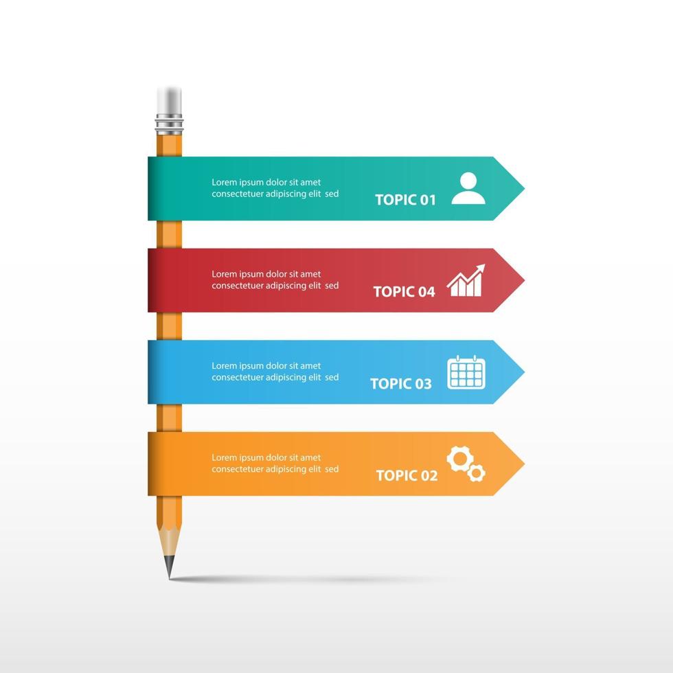 concetto creativo per infografica con matita, illustrazione vettoriale