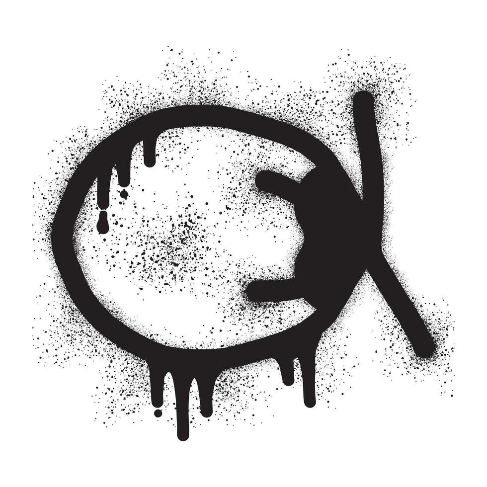 Noce di cocco icona graffiti con nero spray dipingere vettore