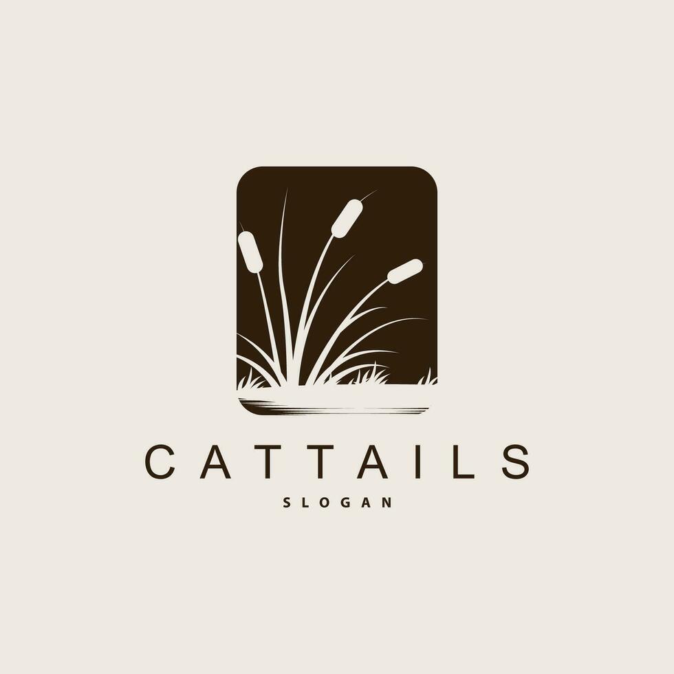 insenature e cattails fiume logo, erba design semplice minimalista illustrazione vettore modello