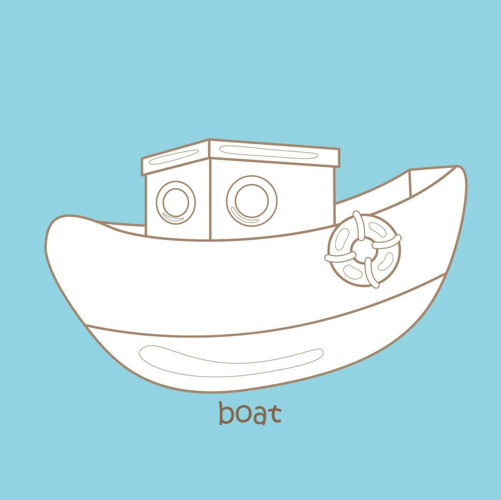 alfabeto B per barca vocabolario lezione scuola cartone animato digitale francobollo schema vettore