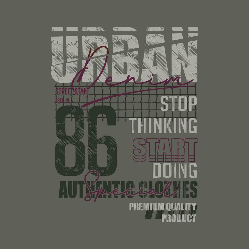 urbano denim grafico, tipografia vettore, t camicia disegno, illustrazione, bene per casuale stile vettore