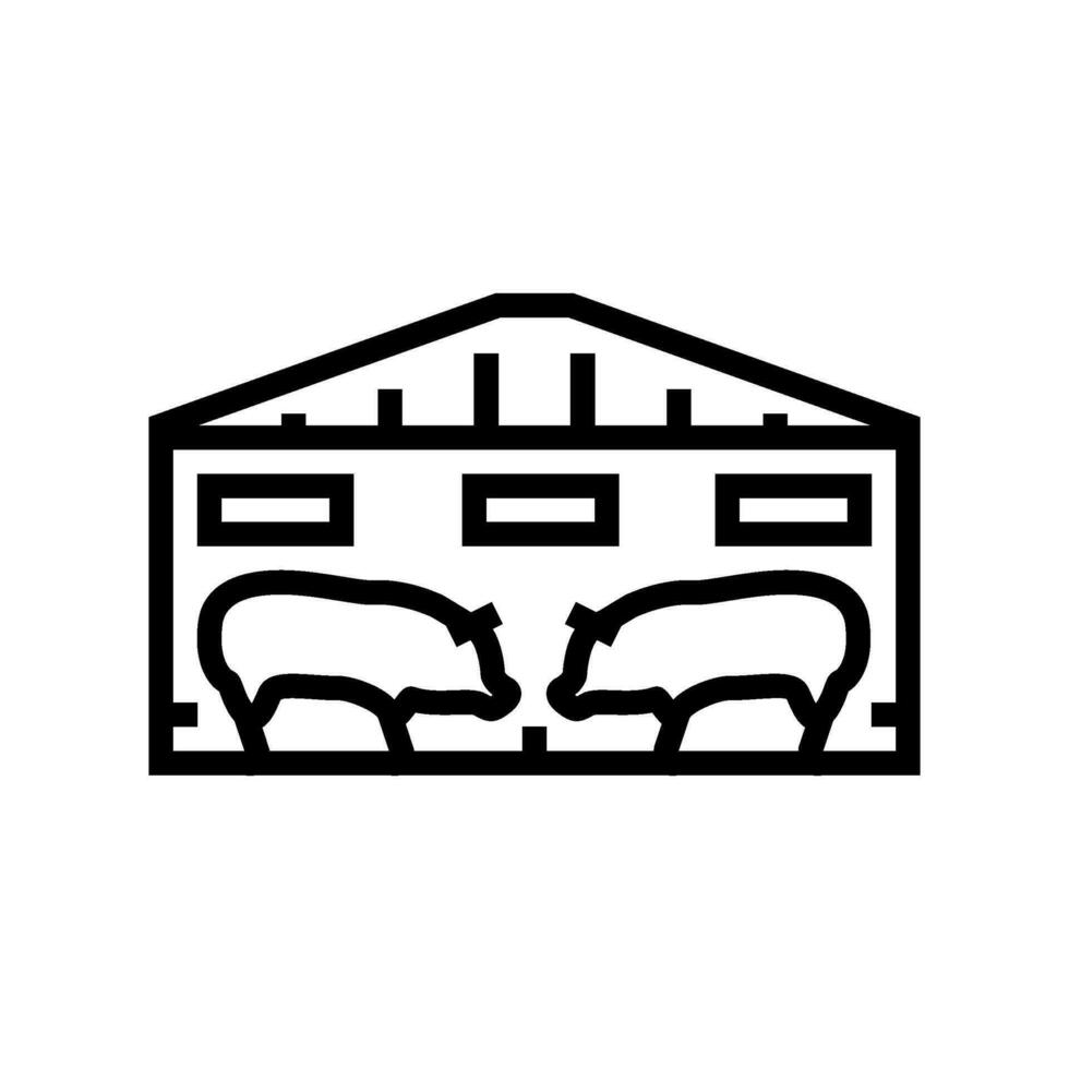 porcile azienda agricola animale linea icona vettore illustrazione