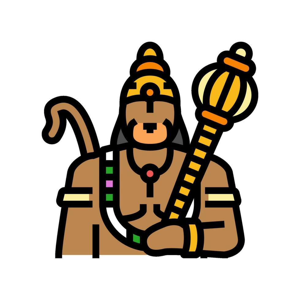hanuman Dio indiano colore icona vettore illustrazione