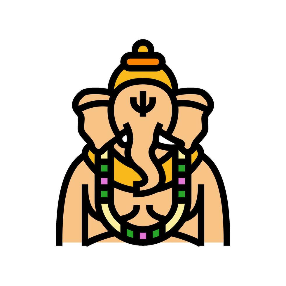 Ganesha Dio indiano colore icona vettore illustrazione