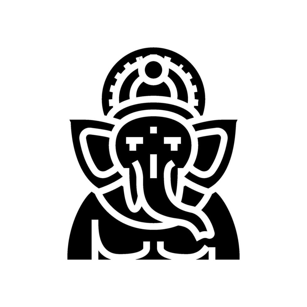 Ganesha Dio om glifo icona vettore illustrazione