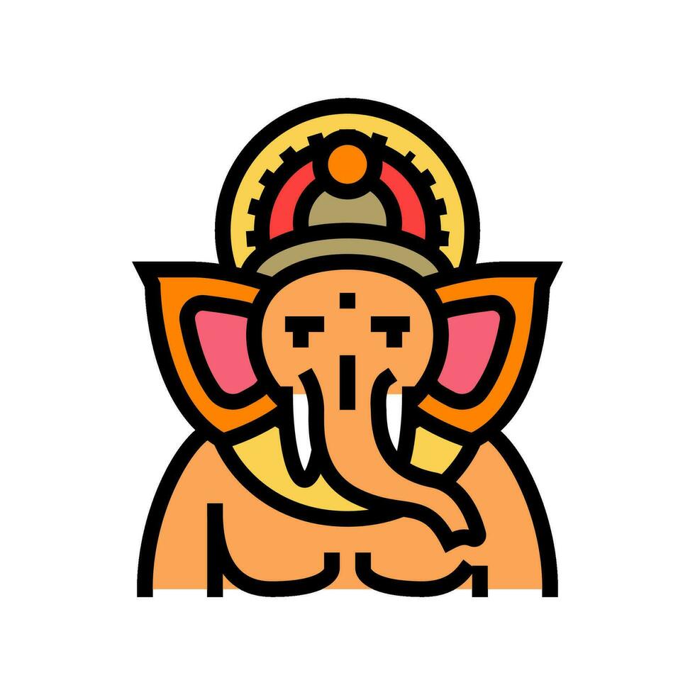 Ganesha Dio om colore icona vettore illustrazione