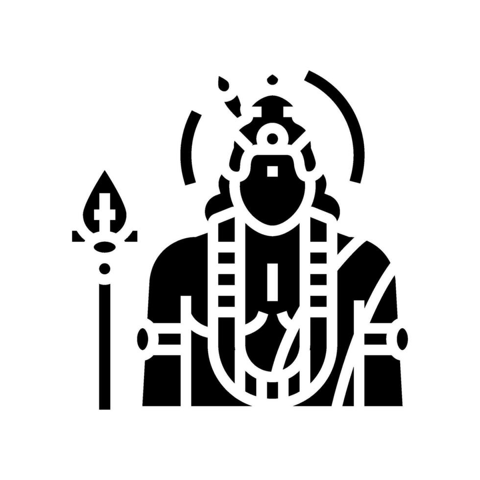 kartikeya Dio indiano glifo icona vettore illustrazione