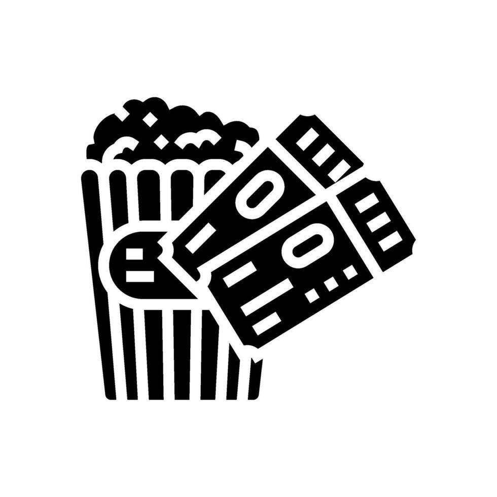 Popcorn Biglietti cinema glifo icona vettore illustrazione