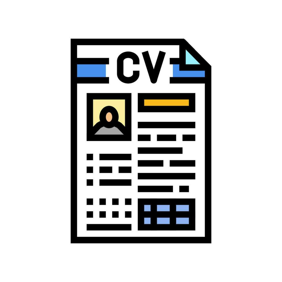 curriculum vitae documento colloquio lavoro colore icona vettore illustrazione