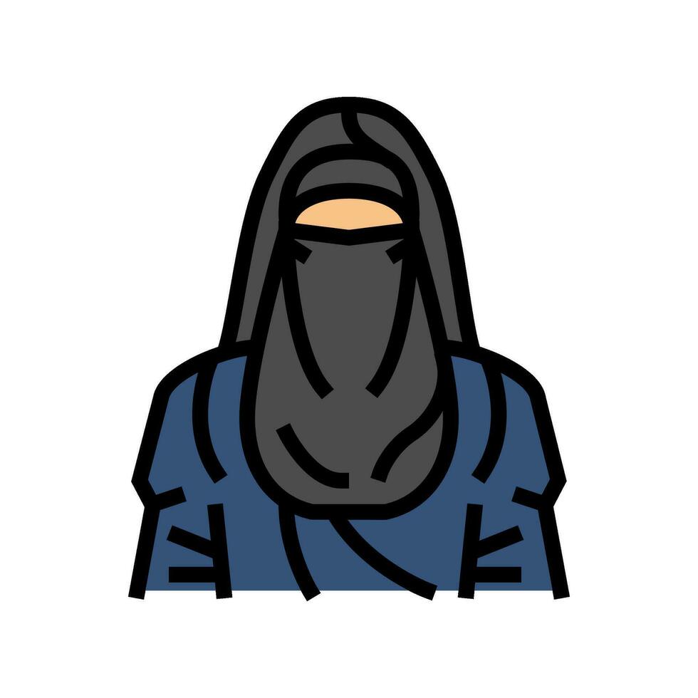 hijab foulard Islam colore icona vettore illustrazione
