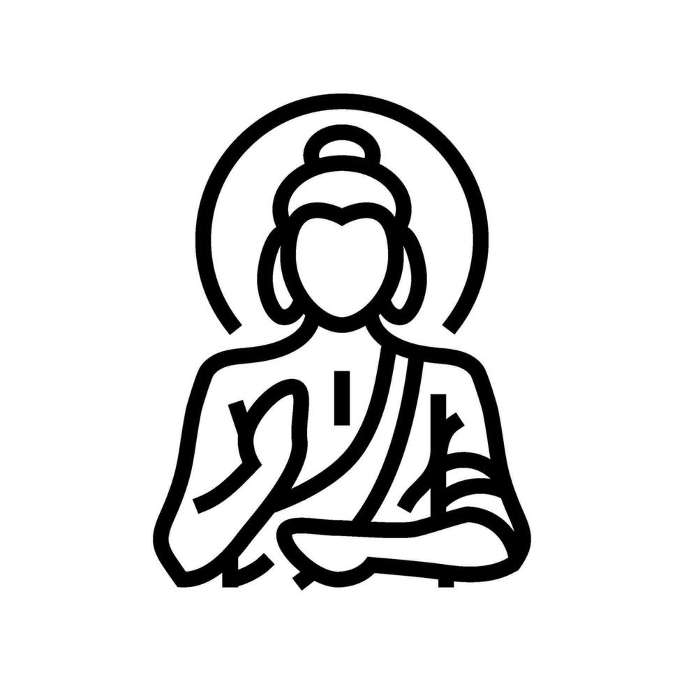 Budda Dio indiano linea icona vettore illustrazione