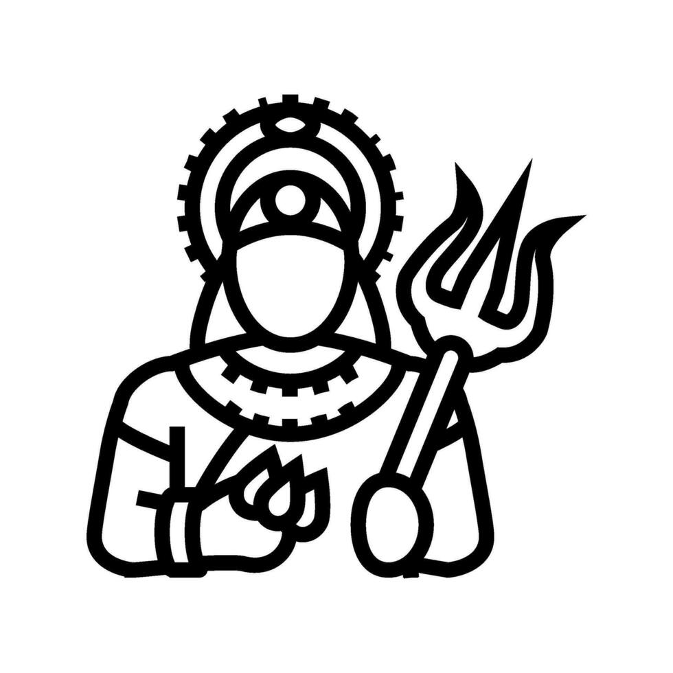 Durga tridente trishul linea icona vettore illustrazione