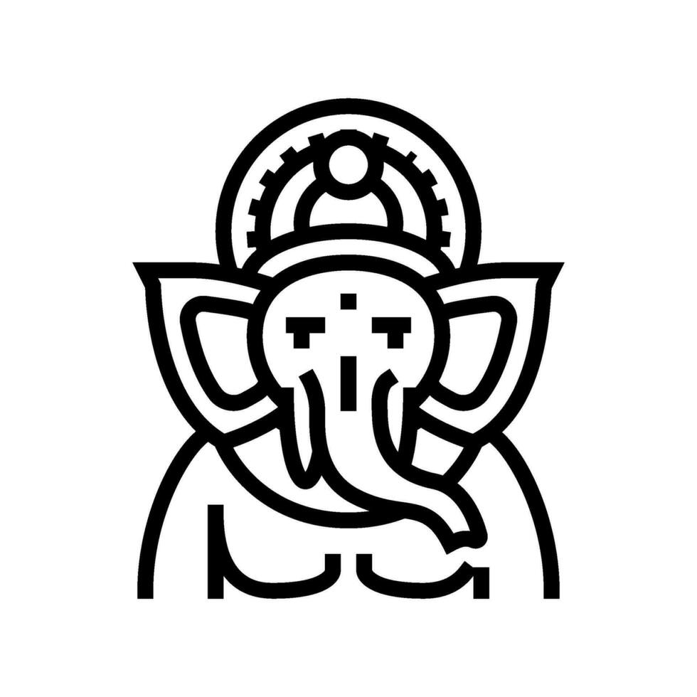 Ganesha Dio om linea icona vettore illustrazione
