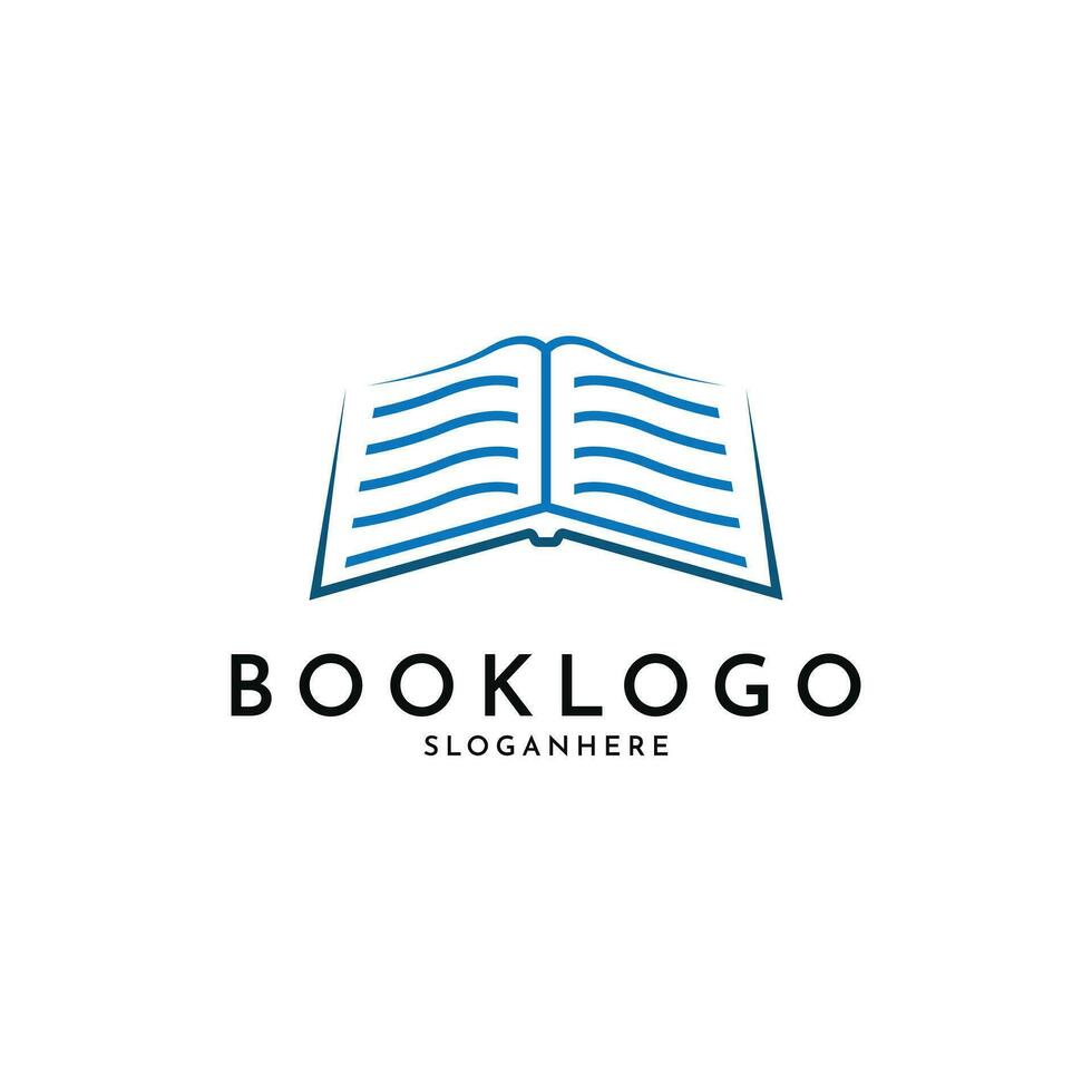 Aperto libro logo design creativo idea vettore