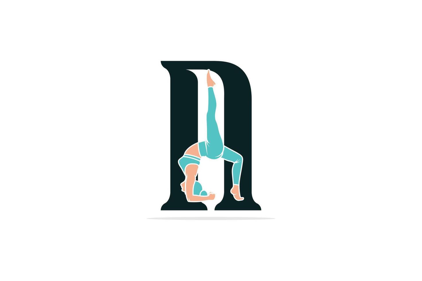 gli sport yoga donne nel lettera n vettore design. alfabeto lettera icona concetto. gli sport giovane donne fare yoga esercizi con lettera n logo design.